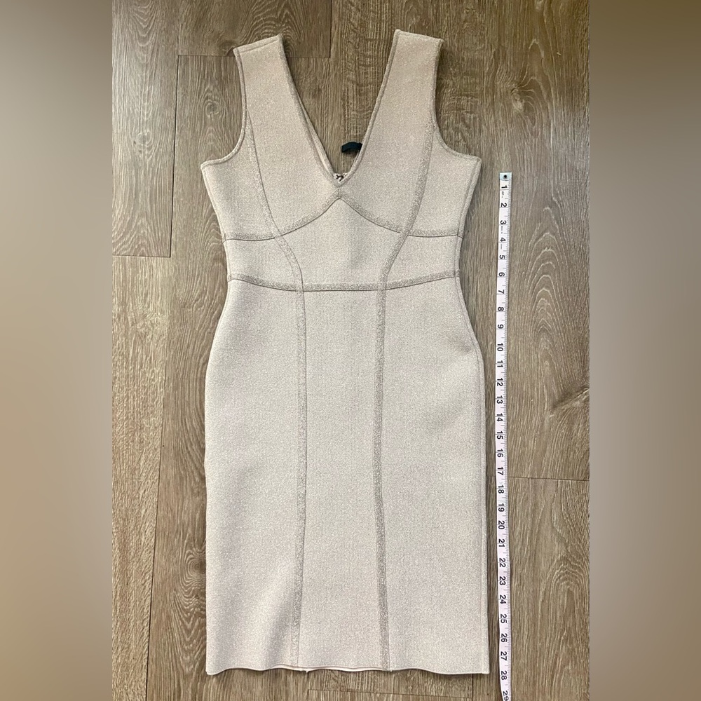 Gold shimmer BCBG MAXAZRIA Body-con stretchy mini sexy club dress